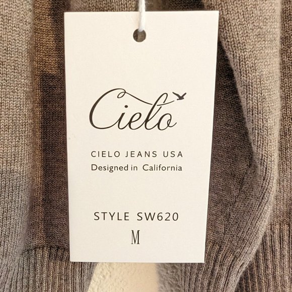 Cielo Women's Soft Solid Open Front 3/4 Sleeve Sweater Cardigan, Camel,  Sz M - Picture 4 of 5